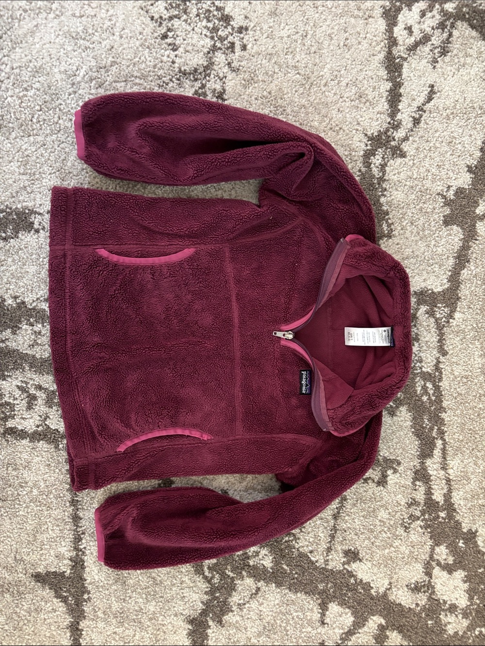 Patagonia Girls' Re-Tool Snap-T Fleece Pullover Burgundy XS